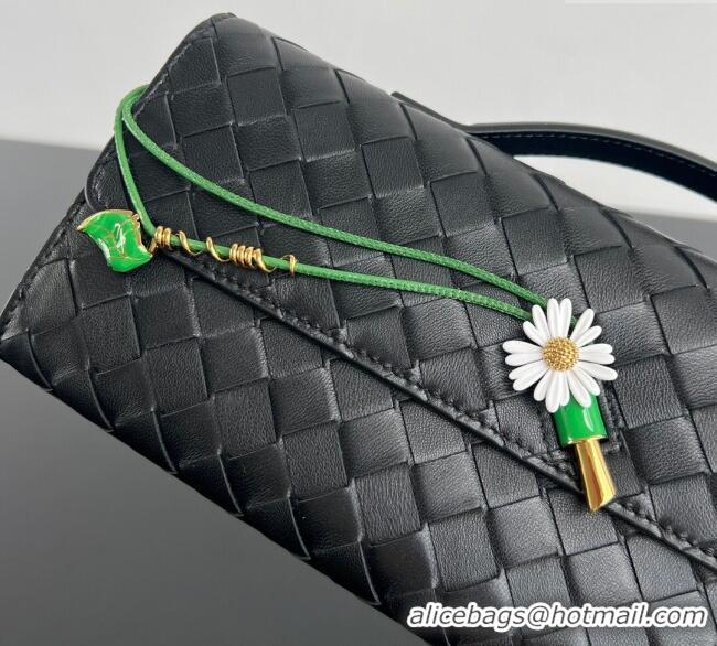 Good Product Bottega Veneta Andiamo Daisy Long Clutch Bag in Intrecciato Leather 836810 Black 2025