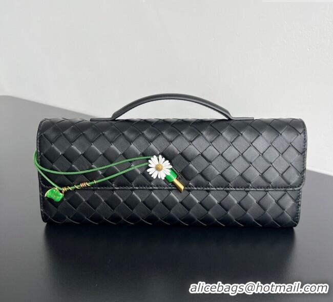 Good Product Bottega Veneta Andiamo Daisy Long Clutch Bag in Intrecciato Leather 836810 Black 2025
