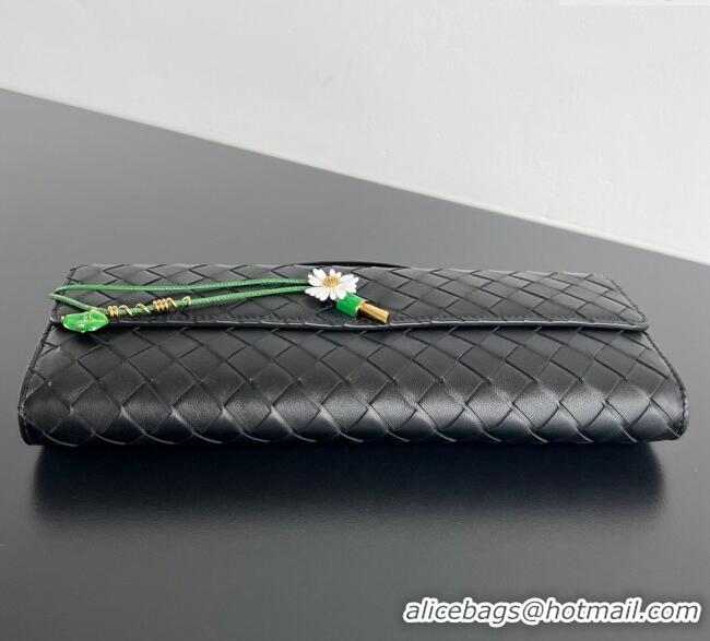 Good Product Bottega Veneta Andiamo Daisy Long Clutch Bag in Intrecciato Leather 836810 Black 2025