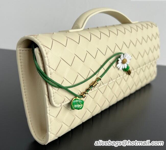 Good Taste Bottega Veneta Andiamo Daisy Long Clutch Bag in Intrecciato Leather 836810 Sea Salt 2025