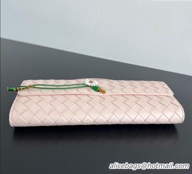 Promotional Bottega Veneta Andiamo Daisy Long Clutch Bag in Intrecciato Leather 836810 Seashell Pink 2025