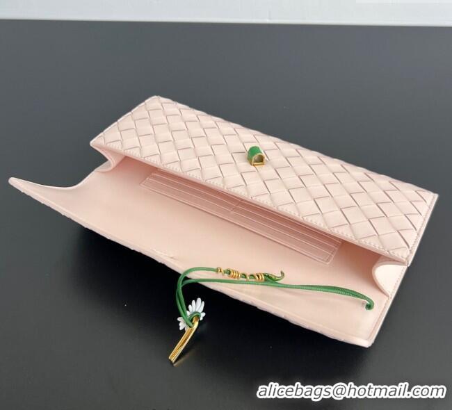 Promotional Bottega Veneta Andiamo Daisy Long Clutch Bag in Intrecciato Leather 836810 Seashell Pink 2025