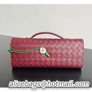 Original Cheap Bottega Veneta Andiamo Daisy Long Clutch Bag in Intrecciato Leather 836810 Barolo Red 2025