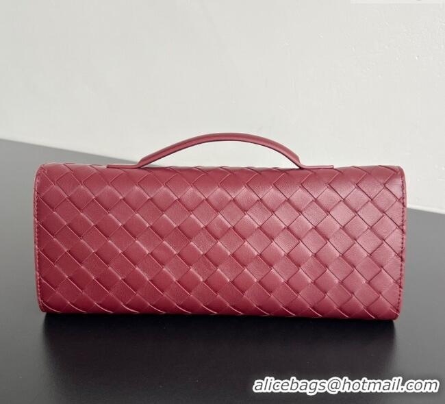 Original Cheap Bottega Veneta Andiamo Daisy Long Clutch Bag in Intrecciato Leather 836810 Barolo Red 2025