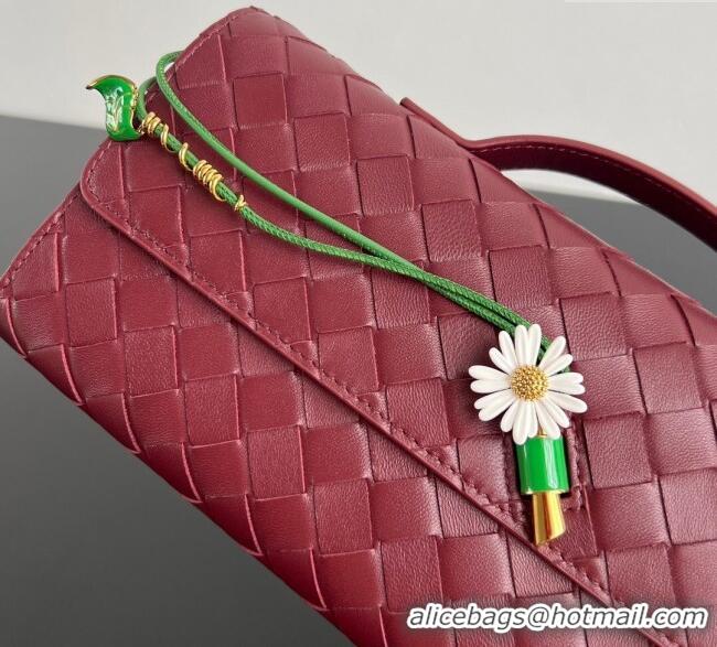 Original Cheap Bottega Veneta Andiamo Daisy Long Clutch Bag in Intrecciato Leather 836810 Barolo Red 2025
