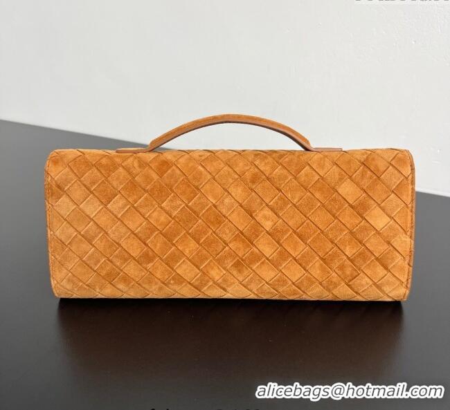 Original Cheap Bottega Veneta Long Clutch Bag Andiamo in Intrecciato Suede 741511 Amber Brown 2025