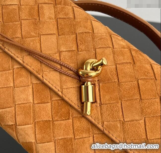Original Cheap Bottega Veneta Long Clutch Bag Andiamo in Intrecciato Suede 741511 Amber Brown 2025