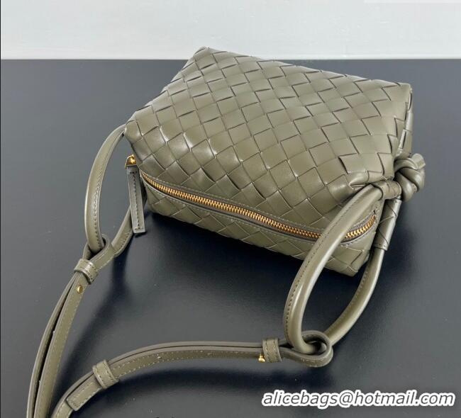 Buy Fashionable Bottega Veneta Small Loop Cross-Body Bag in Intrecciato Leather 796615 Cypress Green 2025