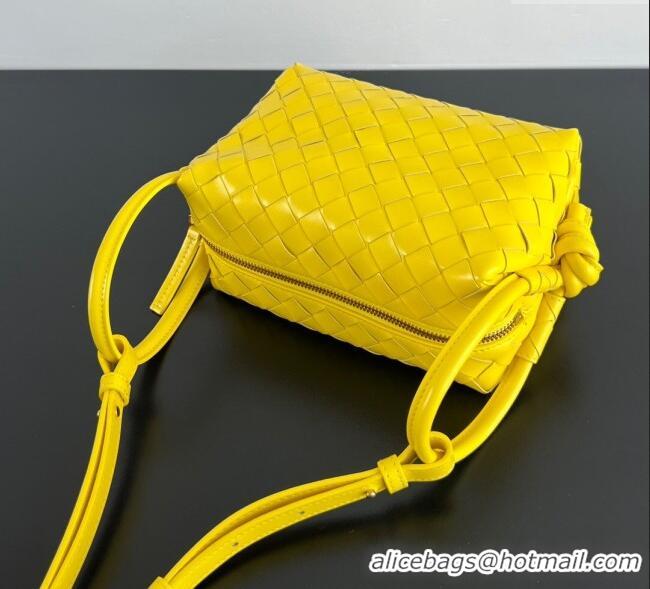 Luxury Cheap Bottega Veneta Small Loop Cross-Body Bag in Intrecciato Leather 796615 Sulfur Yellow 2025