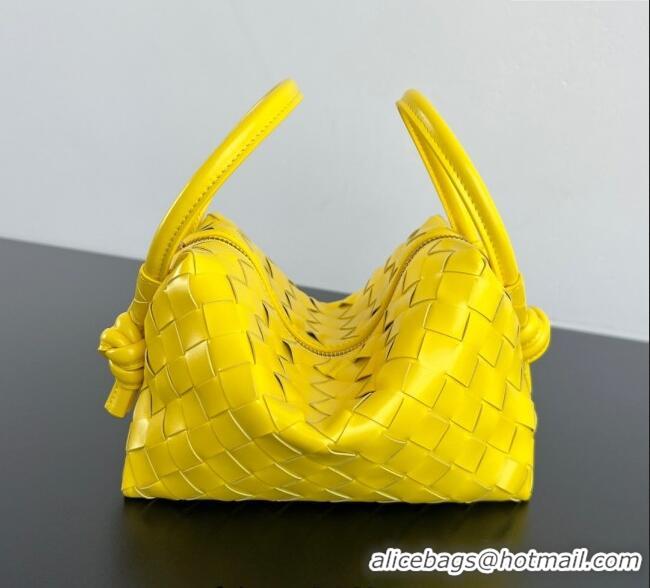 Luxury Cheap Bottega Veneta Small Loop Cross-Body Bag in Intrecciato Leather 796615 Sulfur Yellow 2025
