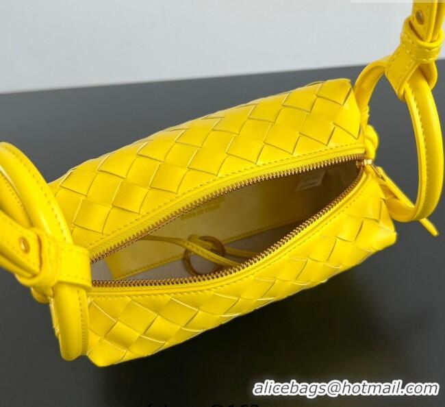 Luxury Cheap Bottega Veneta Small Loop Cross-Body Bag in Intrecciato Leather 796615 Sulfur Yellow 2025