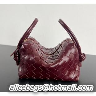 Top Design Bottega Veneta Small Loop Cross-Body Bag in Intrecciato Leather 796615 Barolo Red 2025
