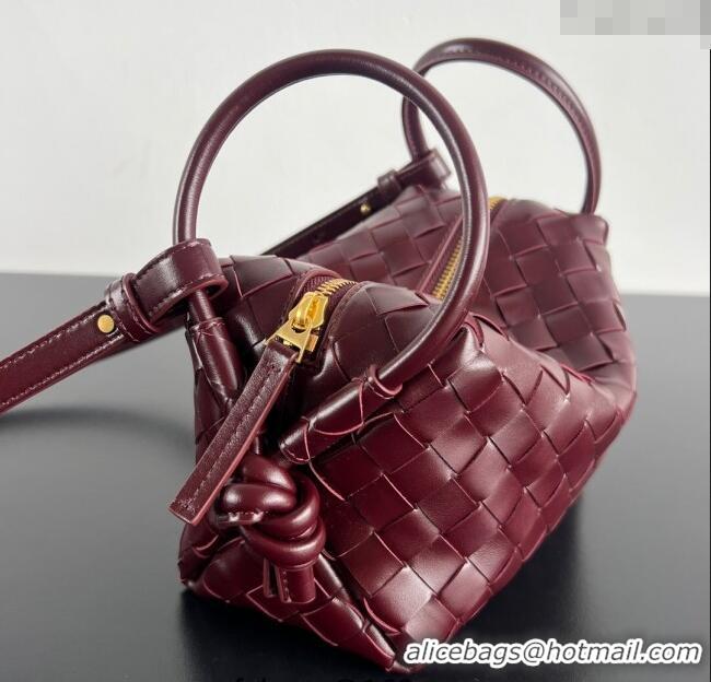 Top Design Bottega Veneta Small Loop Cross-Body Bag in Intrecciato Leather 796615 Barolo Red 2025