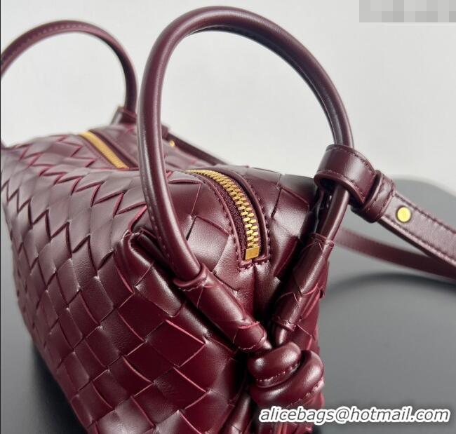 Top Design Bottega Veneta Small Loop Cross-Body Bag in Intrecciato Leather 796615 Barolo Red 2025