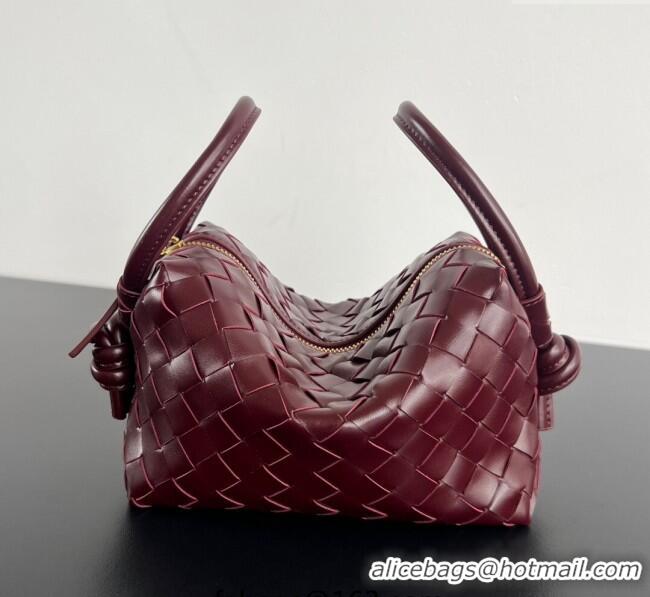 Top Design Bottega Veneta Small Loop Cross-Body Bag in Intrecciato Leather 796615 Barolo Red 2025