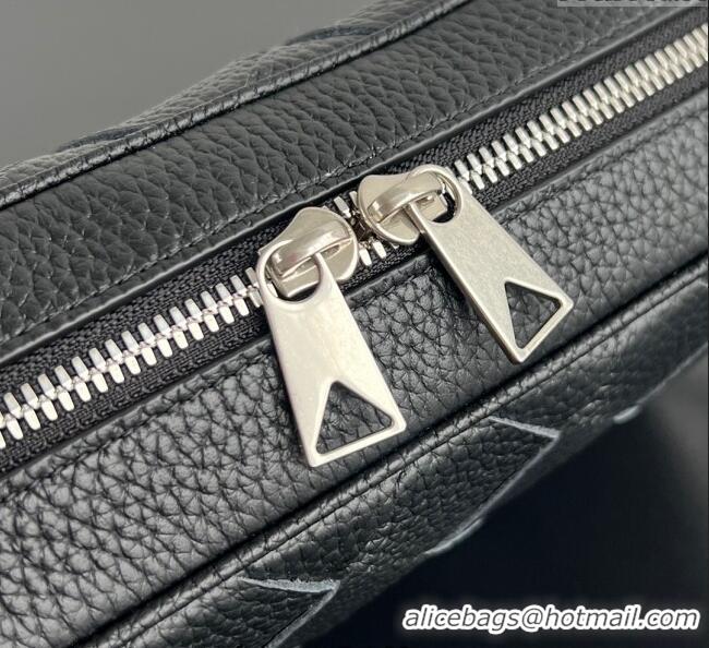 Unique Style Bottega Veneta Mens Small Camera Bag in Grained Intrecciato Leather 755923 Black 2025