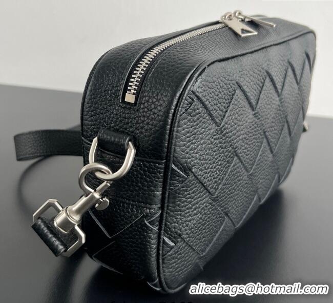 Unique Style Bottega Veneta Mens Small Camera Bag in Grained Intrecciato Leather 755923 Black 2025