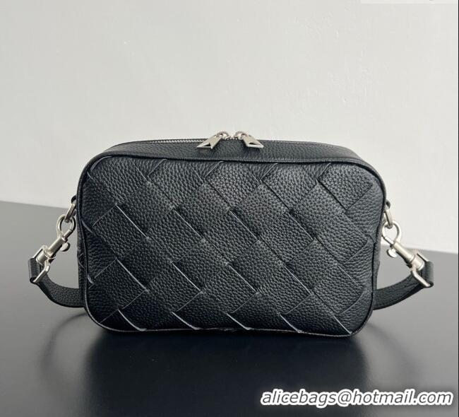 Unique Style Bottega Veneta Mens Small Camera Bag in Grained Intrecciato Leather 755923 Black 2025