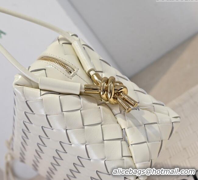 Low Cost Bottega Veneta Loop Camera Bag in Intrecciato Leather 723548 White 2025