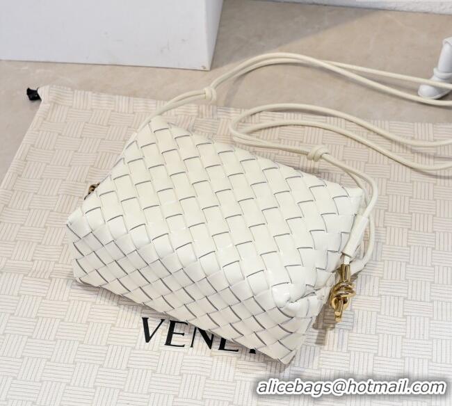 Low Cost Bottega Veneta Loop Camera Bag in Intrecciato Leather 723548 White 2025