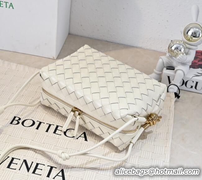 Low Cost Bottega Veneta Loop Camera Bag in Intrecciato Leather 723548 White 2025