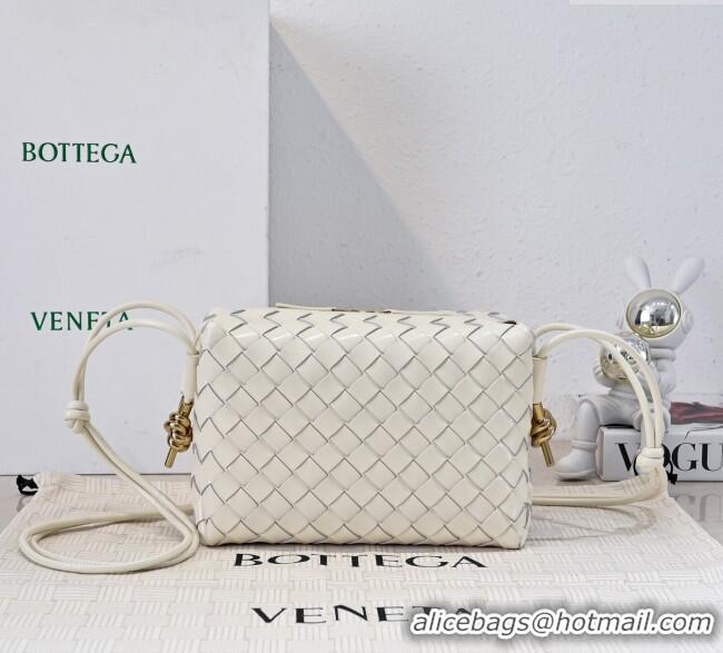 Low Cost Bottega Veneta Loop Camera Bag in Intrecciato Leather 723548 White 2025