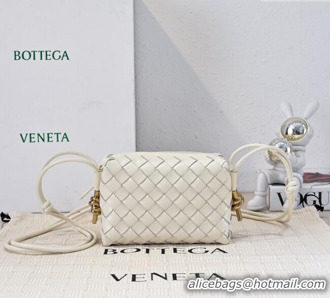 Inexpensive Bottega Veneta Mini Loop Camera Bag in Intrecciato Leather 723547 White 2025