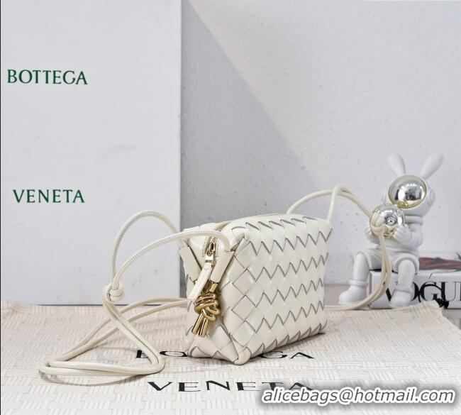 Inexpensive Bottega Veneta Mini Loop Camera Bag in Intrecciato Leather 723547 White 2025