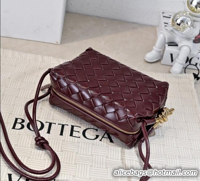 Modern Classic Bottega Veneta Mini Loop Camera Bag in Intrecciato Leather 723547 Burgundy 2025