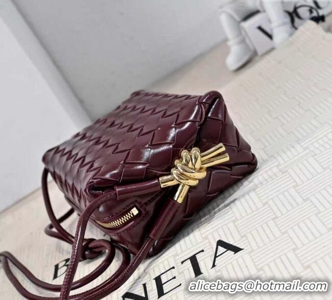 Modern Classic Bottega Veneta Mini Loop Camera Bag in Intrecciato Leather 723547 Burgundy 2025