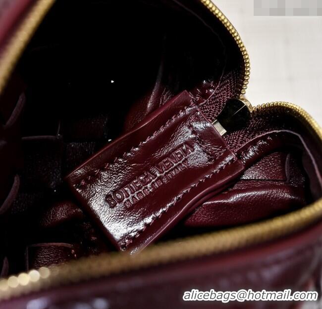 Modern Classic Bottega Veneta Mini Loop Camera Bag in Intrecciato Leather 723547 Burgundy 2025