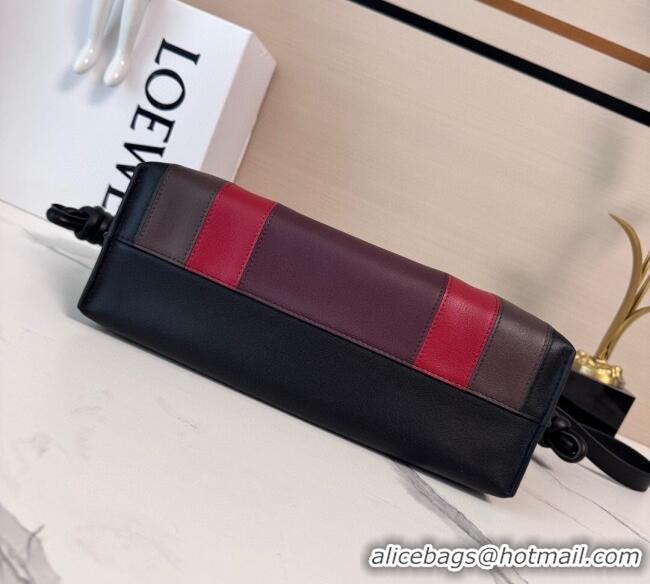 Top Quality Loewe x Albers Medium Flamenco clutch in nappa calfskin 262587 Black/Burgundy 2025