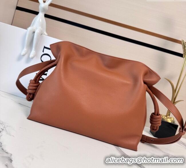 Affordable Price Loewe x Albers Medium Flamenco clutch in nappa calfskin 262587 Caramel Brown/Bright Green 2025