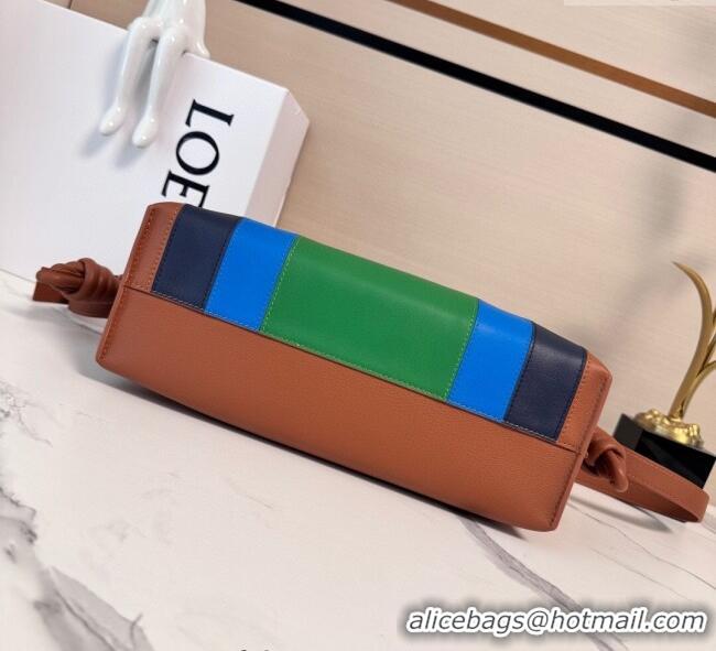 Affordable Price Loewe x Albers Medium Flamenco clutch in nappa calfskin 262587 Caramel Brown/Bright Green 2025