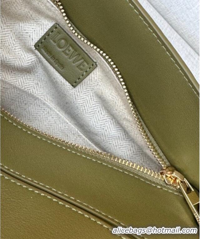 Top Design Loewe Small Puzzle bag in classic calfskin and suede L5007 Olive Green/Gold 2025 (No Charm)