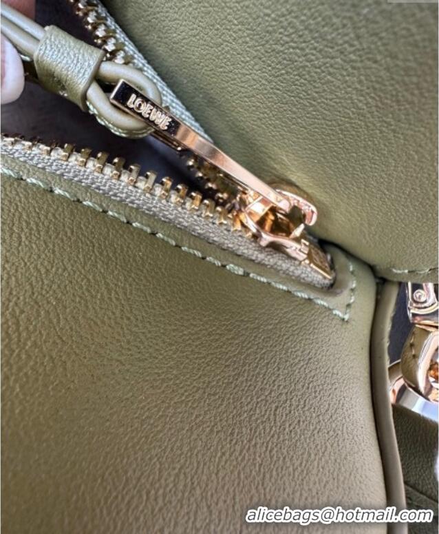 Top Design Loewe Small Puzzle bag in classic calfskin and suede L5007 Olive Green/Gold 2025 (No Charm)