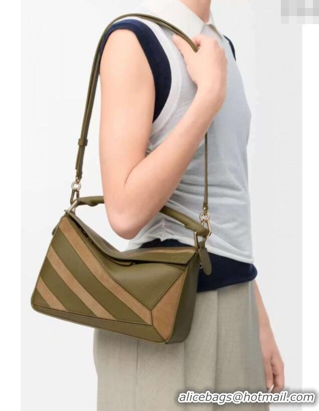 Luxury Cheap Loewe Small Puzzle bag in classic calfskin and suede L5007 Black 2025 (No Charm)