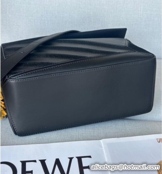 Luxury Cheap Loewe Small Puzzle bag in classic calfskin and suede L5007 Black 2025 (No Charm)