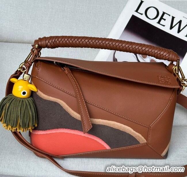 Best Price Loewe Small Puzzle Edge Landscape bag in nappa calfskin L5008 Pecan Brown 2025 (No Charm)