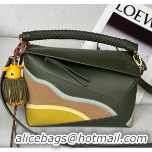 Well Crafted Loewe Small Puzzle Edge Landscape bag in nappa calfskin L5008 Bottle Green 2025 (No Charm)