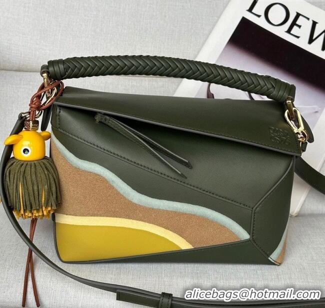 Well Crafted Loewe Small Puzzle Edge Landscape bag in nappa calfskin L5008 Bottle Green 2025 (No Charm)