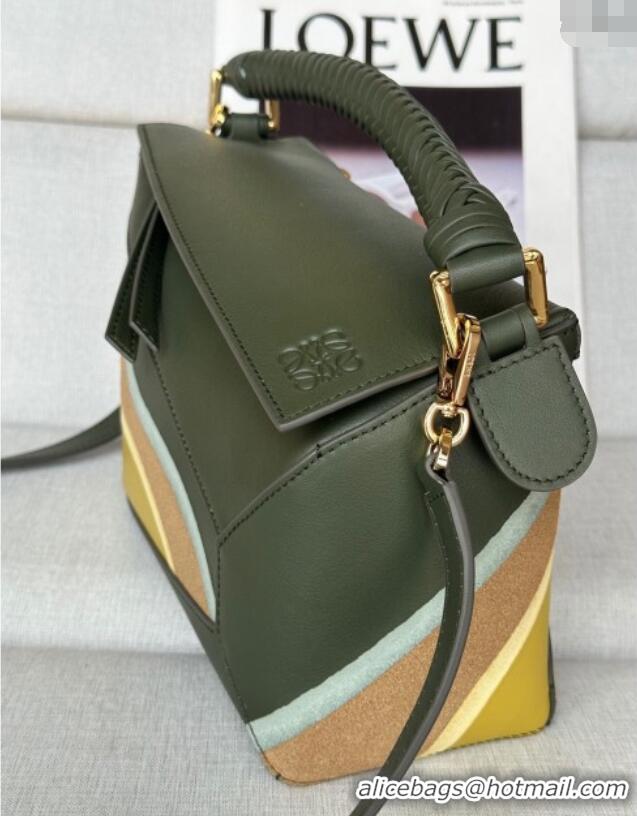 Well Crafted Loewe Small Puzzle Edge Landscape bag in nappa calfskin L5008 Bottle Green 2025 (No Charm)