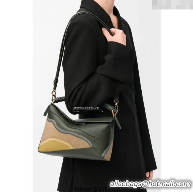 Well Crafted Loewe Small Puzzle Edge Landscape bag in nappa calfskin L5008 Bottle Green 2025 (No Charm)