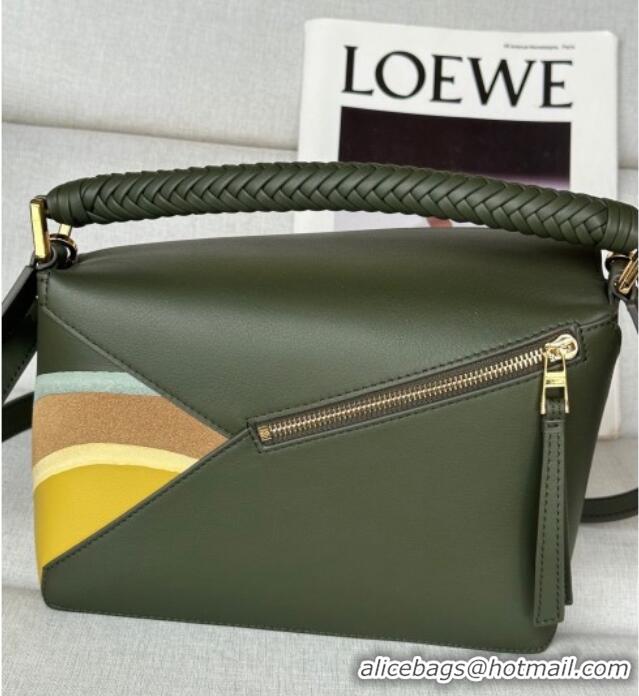 Well Crafted Loewe Small Puzzle Edge Landscape bag in nappa calfskin L5008 Bottle Green 2025 (No Charm)