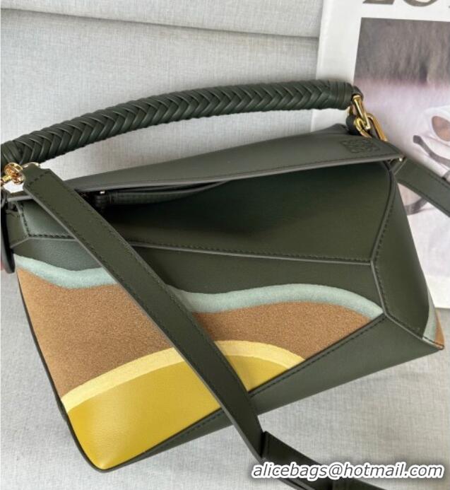 Well Crafted Loewe Small Puzzle Edge Landscape bag in nappa calfskin L5008 Bottle Green 2025 (No Charm)