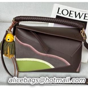 Spot Bulk Loewe Small Puzzle Edge Landscape bag in nappa calfskin L5008 Chocolate Brown 2025 (No Charm)
