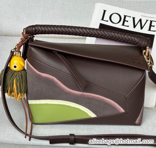 Spot Bulk Loewe Small Puzzle Edge Landscape bag in nappa calfskin L5008 Chocolate Brown 2025 (No Charm)