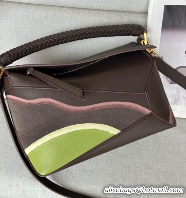 Spot Bulk Loewe Small Puzzle Edge Landscape bag in nappa calfskin L5008 Chocolate Brown 2025 (No Charm)