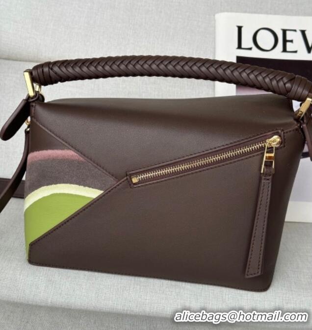 Spot Bulk Loewe Small Puzzle Edge Landscape bag in nappa calfskin L5008 Chocolate Brown 2025 (No Charm)