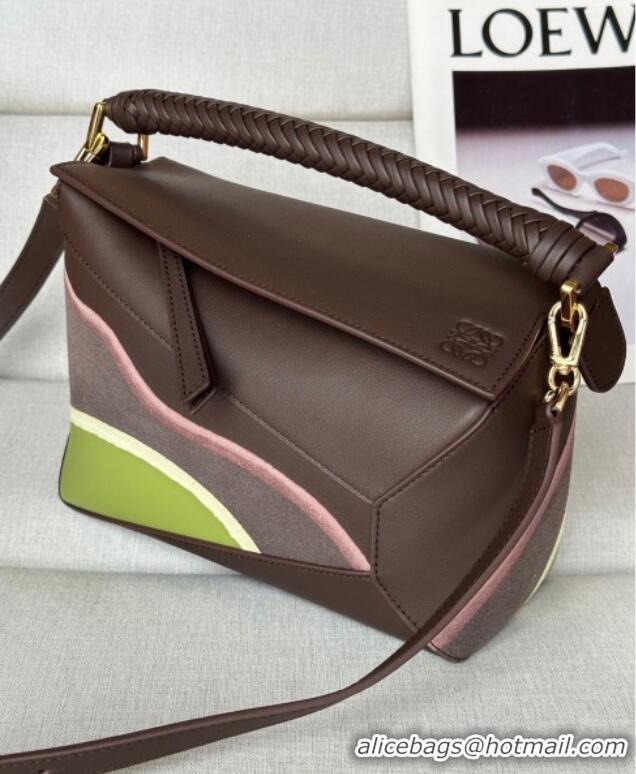 Spot Bulk Loewe Small Puzzle Edge Landscape bag in nappa calfskin L5008 Chocolate Brown 2025 (No Charm)